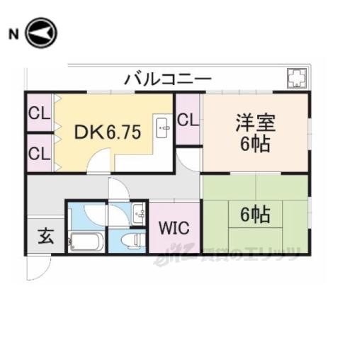 甲第ハイツ西本(2DK/3階)の間取り写真