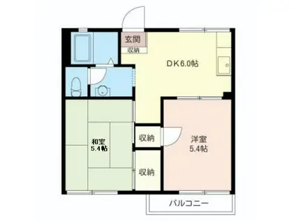 ルミエール・イースト(2DK/2階)の間取り写真