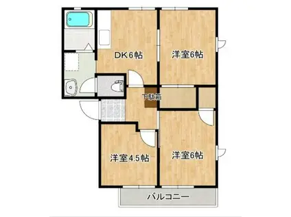 ベルジュールA(3DK/1階)の間取り写真