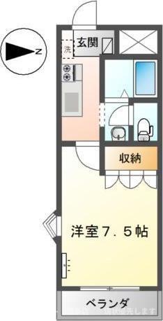オレンジハウス・T(1K/2階)の間取り写真