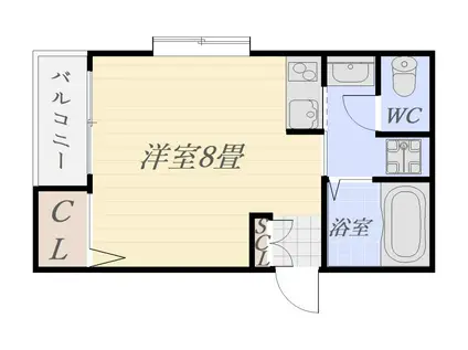 カーサ鷹師ロイヤル(ワンルーム/3階)の間取り写真