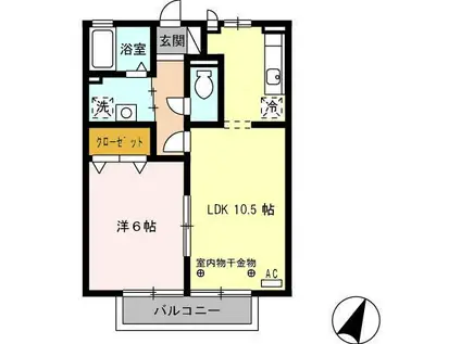 カーネリアン(1LDK/2階)の間取り写真