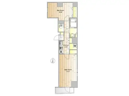 リクレイシア西麻布I番館(2K/2階)の間取り写真