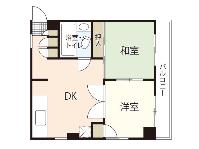 ドリームコーポ平和苑(2DK/4階)の間取り写真