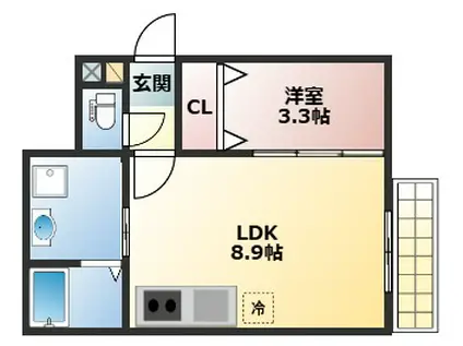 東区香椎4丁目AP(1LDK/1階)の間取り写真