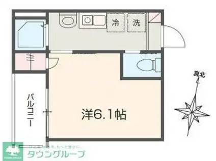 MELDIA矢部(1K/1階)の間取り写真