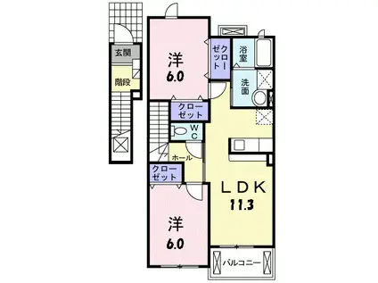 オアシスエイトII(2LDK/2階)の間取り写真