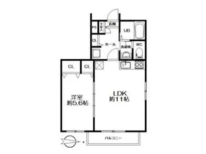 ムーンライトB(1LDK/1階)の間取り写真