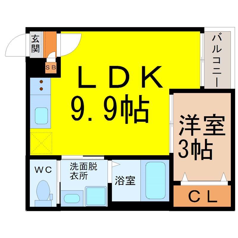 ステラ三吉町(1LDK/1階)の間取り写真