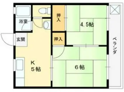 コーポみそのA(2K/2階)の間取り写真