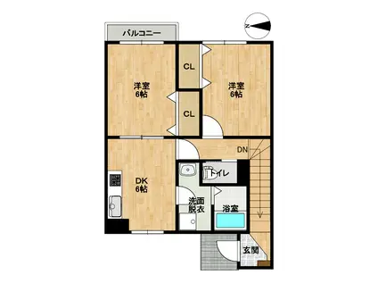 プランタン・メゾン(2DK/2階)の間取り写真