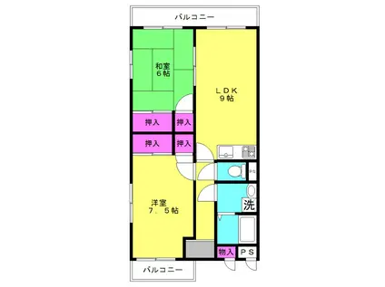ジュネス住吉(2DK/3階)の間取り写真