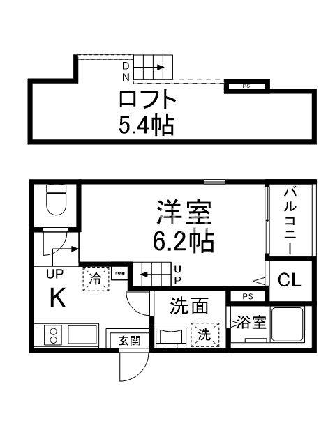 KYO MAISON伏見(1K/1階)の間取り写真