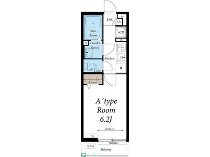 リブリ・ラヴィアンローズ・国立(1K/3階)の間取り写真