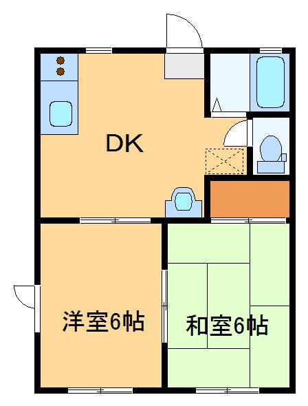 レジデンスみなみA(2DK/2階)の間取り写真