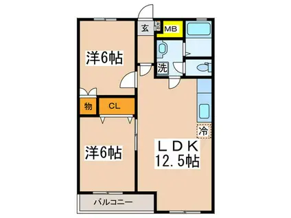 シャトレー新井(2LDK/3階)の間取り写真