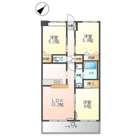 グランディール高野台(3LDK/3階)の間取り写真