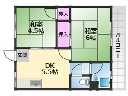 OLIVE HEIGHTS(2DK/4階)の間取り写真