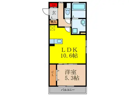 シャルムC(1LDK/3階)の間取り写真