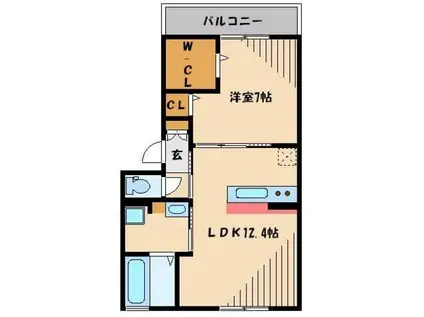 メゾンD-常盤(1LDK/2階)の間取り写真