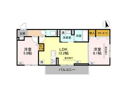 D-RESISIA大橋(2LDK/1階)の間取り写真