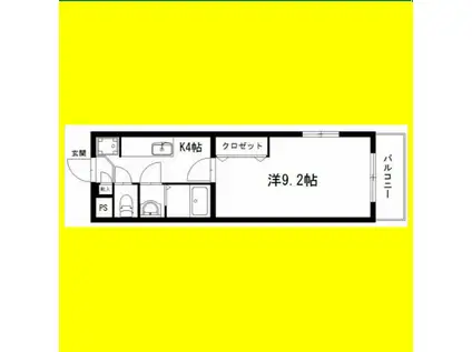 スカイメナー(1K/1階)の間取り写真