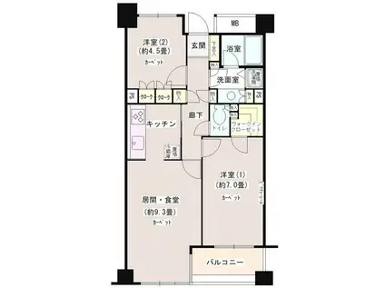 目黒本町パーク・ホームズ(2LDK/4階)の間取り写真