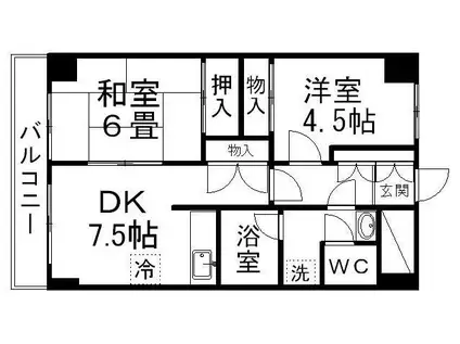 ロイヤルヒルズ柳生II(2DK/3階)の間取り写真
