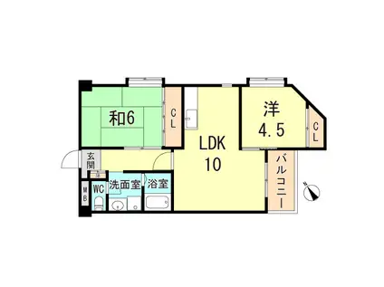 ハピネス東須磨(2LDK/5階)の間取り写真