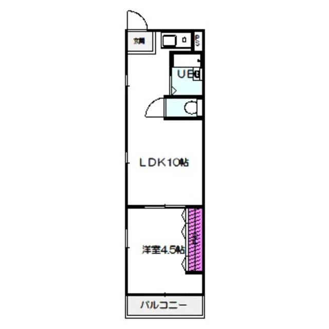 ハイツ濱 2号館(1LDK/1階)の間取り写真