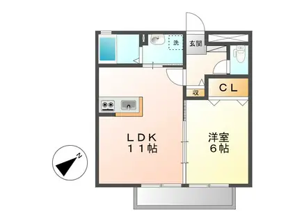 ファルベ ブルーノ(1LDK/2階)の間取り写真