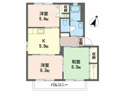 SHAMAISON FUJI(3K/2階)の間取り写真