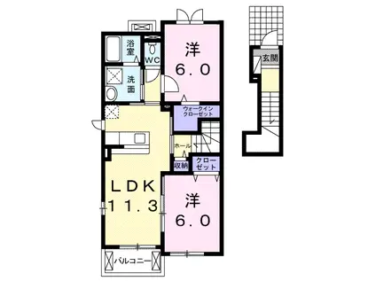 セレーノ(2LDK/2階)の間取り写真