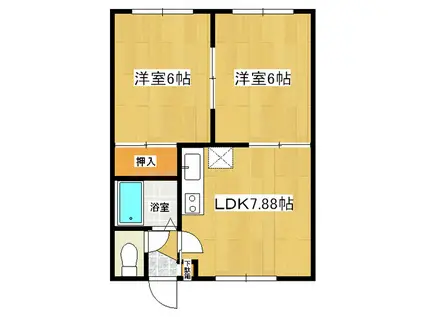 ニューコーポラス小池(2DK/2階)の間取り写真