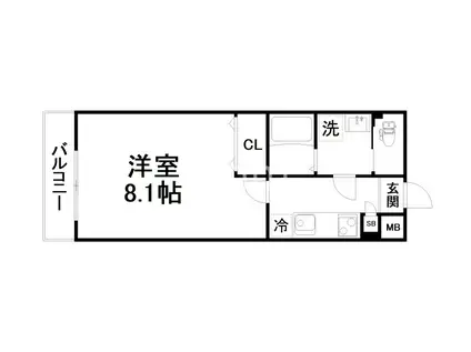 アンシェンヌ紫竹(1K/3階)の間取り写真