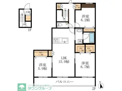 グリーンタウン赤坂(3LDK/2階)の間取り写真