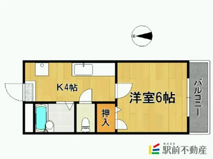 野田ハイツPII(1K/3階)の間取り写真