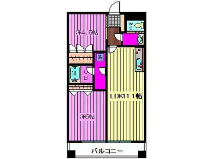 ウエストマンション北越谷(2LDK/2階)の間取り写真