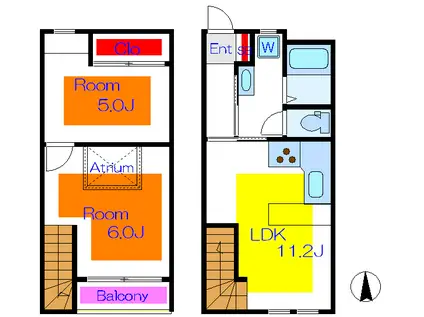 コットンハウスII(2LDK/2階)の間取り写真