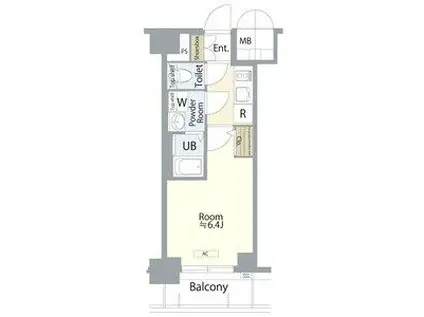 エスリード鶴舞グランパークス(1K/7階)の間取り写真