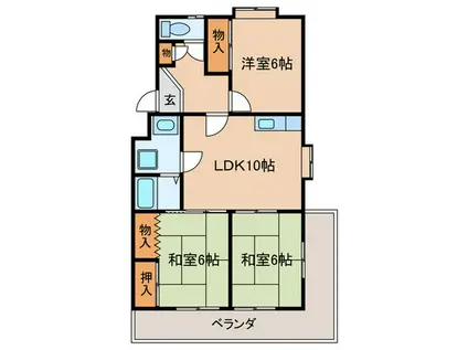 レヂデンス上条(3LDK/2階)の間取り写真