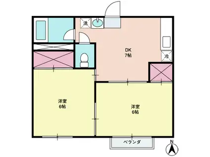 光コーポ(2DK/1階)の間取り写真