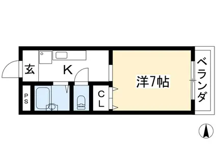 ハニークリーク(1K/2階)の間取り写真