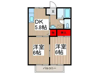 前野ハイツII(2DK/2階)の間取り写真