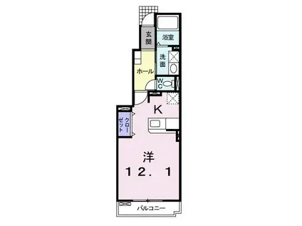 ベル・イーストII(ワンルーム/1階)の間取り写真