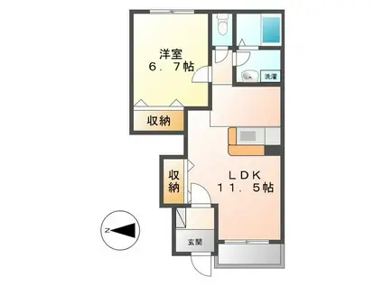 SHANNPIA(1LDK/1階)の間取り写真