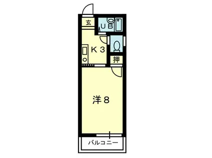 りぼん館・パート2(1K/1階)の間取り写真