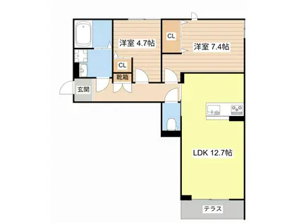 シャーメゾン アーサー(2LDK/1階)の間取り写真