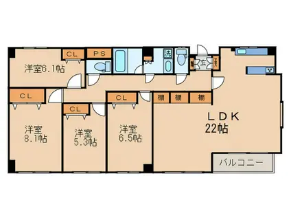 ウエルネス宝寿(4LDK/4階)の間取り写真