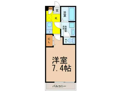 クレフラスト野並A棟(1K/2階)の間取り写真